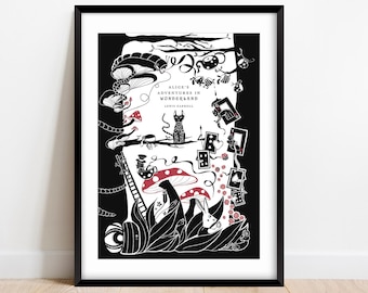 Alice in Wonderland Poster: Alternative Book Cover Art Print (A4, A3)