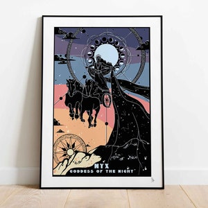 Nyx, la dea della notte, stampa della mitologia greca, arte di dei e dee, regalo per gli amanti dei miti, A4, A3