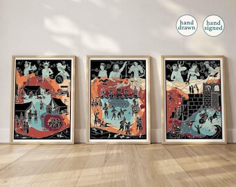 The Iliad, 3 Print Set: Greek Mythology Art, Ancient Greece Decor (A5, A4, A3, A2)
