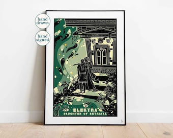 Elektra Greek Mythology Art Print: Ancient Greek Wall Decor (A4, A3)