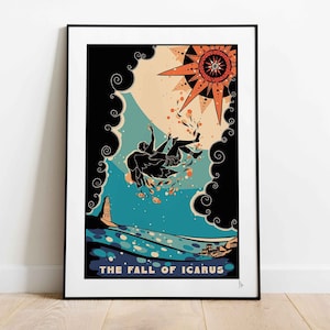 Der Fall des Ikarus, Sonnenbild Print, Sonnenbild, Icarus Print, Sonnen Poster, A4, A3, A2