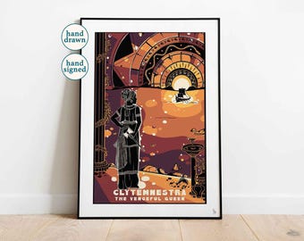 Lámina de Clitemnestra: Reina vengativa, arte mural de la mitología griega (A4, A3, A2)