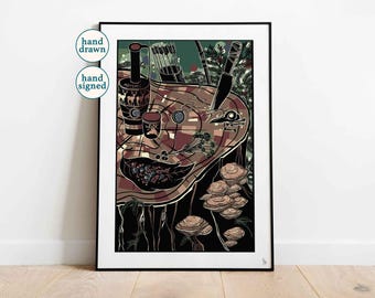 The Wilds with Artemis, Greek Mythology Tablescape Wall Art Print (A4, A3, A2)
