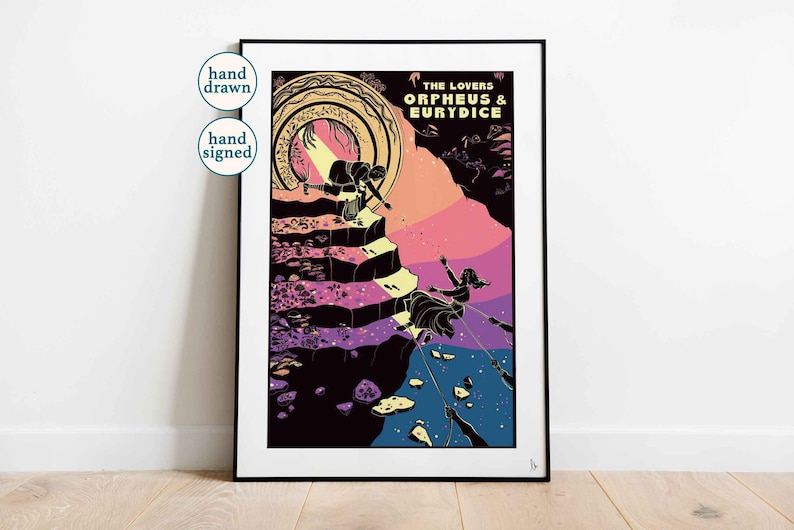 Orpheus and Eurydice Print: Greek Mythology Wall Art (A4, A3, A2) image 1