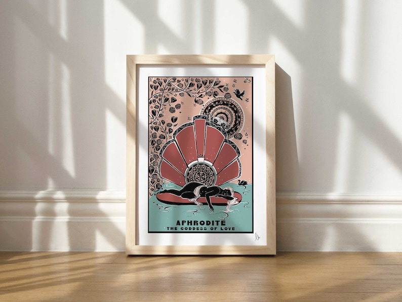 Aphrodite Art Nouveau Print: Greek Mythology Poster (A4, A3, A2) image 6