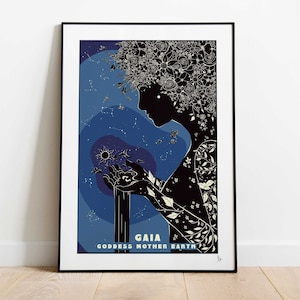 Gaia, Dea Madre Terra, Stampa Mitologia Greca, Poster Segno Zodiacale, Decorazione per la casa Dei e Dee, Arte murale Zodiacale, A4, A3, A2
