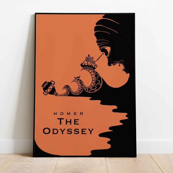 The Odyssey, Homer: Graphic Classic Literature Inspired Print, Greek Mythology Wall Art, Book Lover Gift, Multiple Colours, A4, A3, A2