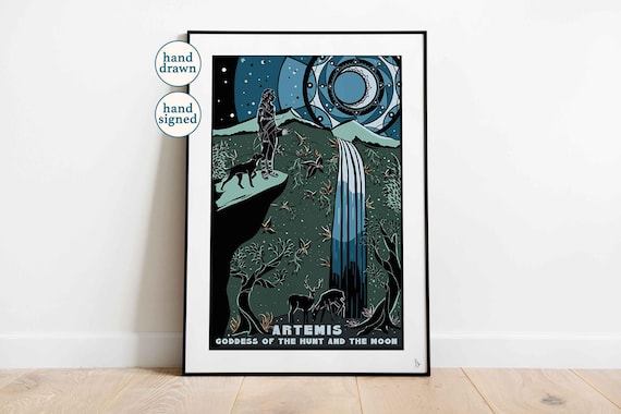 Artemis Goddess: Greek Mythology Wall Art, Gods and Goddess Print (A4, A3, A2)