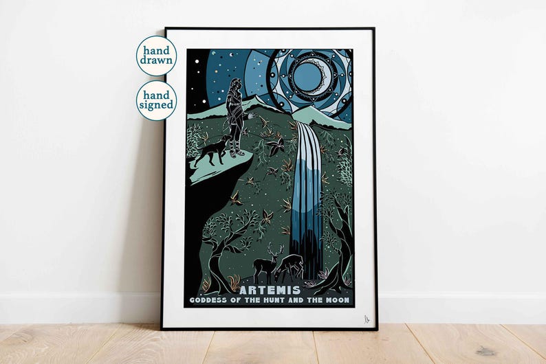 Artemis Goddess: Greek Mythology Wall Art, Gods and Goddess Print (A4, A3, A2) image 1