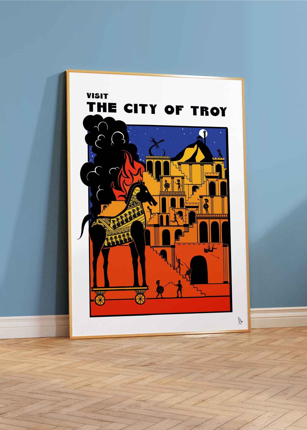 City of Troy Greek Mythology Travel Print Trojan Horse -  Norway