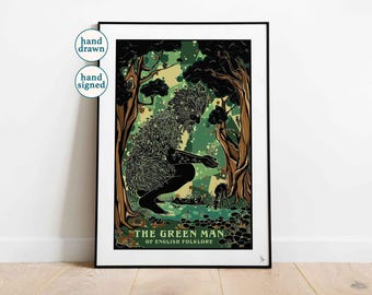 The Green Man of English Folklore, Mythical Art Print (A4, A3, A2)