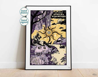 Apollo and Hyacinthus Greek Mythology Print: Greek Lovers Home Decor (A4, A3, A2)
