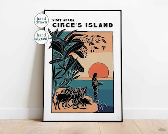 Visit Circe's Island: Vintage Travel Poster, Greek Mythology Print (A4, A3, A2)