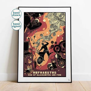 Hephaestus Print: Greek Mythology Wall Art, God of Blacksmiths (A4, A3, A2)