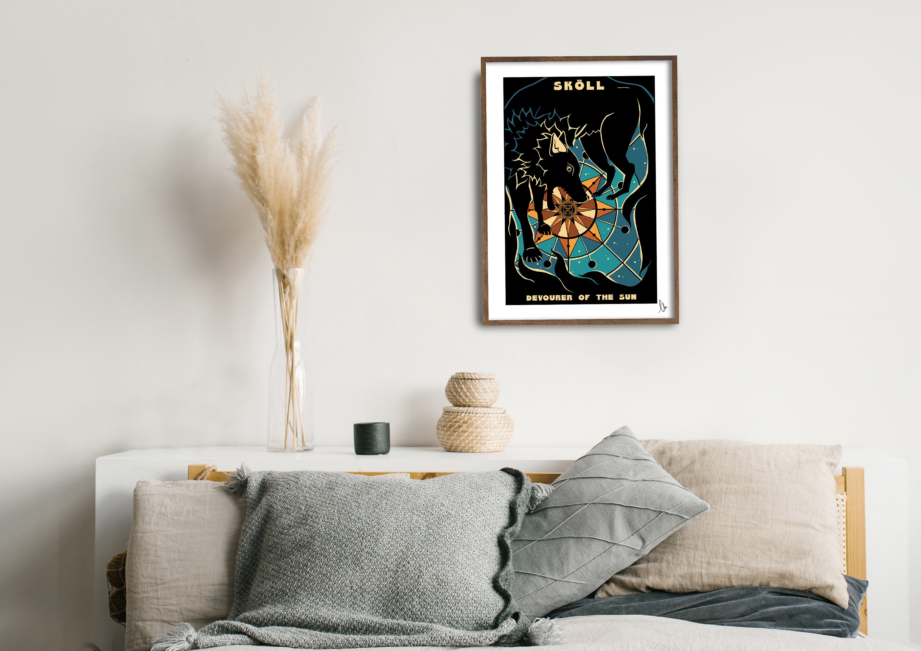 Sköll Wolf Print: Norse Mythology, Sun Devourer Art (A4, A3, A2