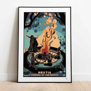 Estia, dea del focolare, stampa della mitologia greca, decorazioni per la casa con dei e dee, poster regalo mito, arte murale mitologica, A4, A3, A2