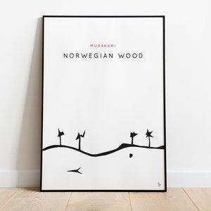Norwegian Wood, Haruki Murakami: Oryginalny druk inspirowany literaturą, Japoński druk literacki, Sztuka okładki książki, Prezent dla miłośnika książek, A4, A3