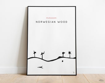 Norwegian Wood, Haruki Murakami: Original Literature Inspired Print, Japanese Literary Print, Book Cover Wall Art, Book Lover Gift, A4, A3