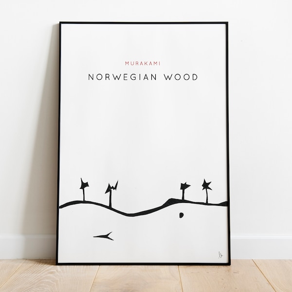 Norwegian Wood, Haruki Murakami: Original Literature Inspired Print, Japanese Literary Print, Book Cover Wall Art, Book Lover Gift, A4, A3