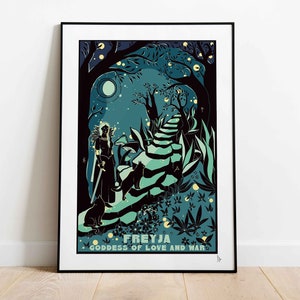 Freyja, Goddess of Love and War, Norse Mythology Print, Norse Myths and Legends Wall Decor, God and Goddess Home Art, A4, A3, A2