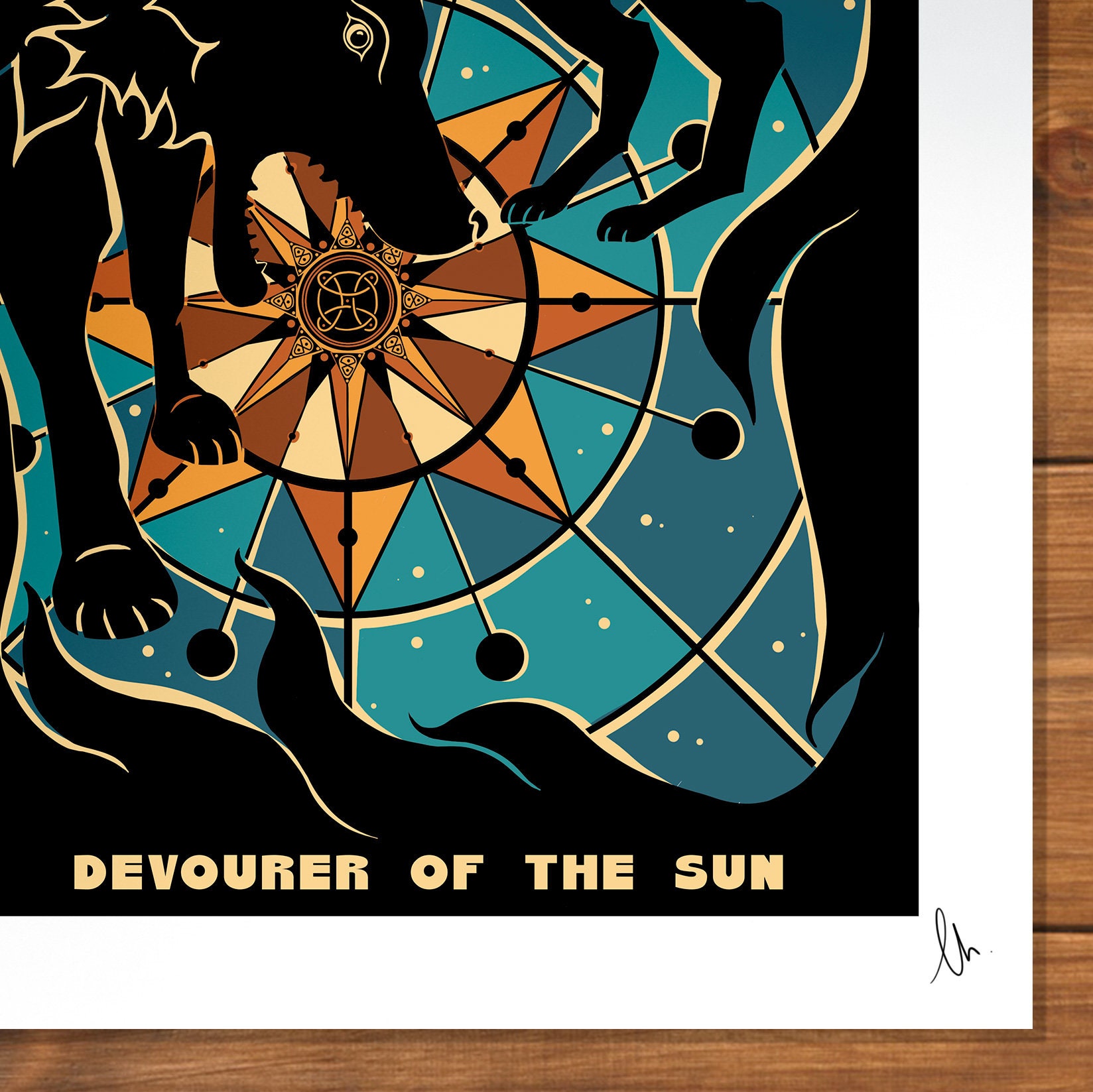 Sköll Wolf Print: Norse Mythology, Sun Devourer Art (A4, A3, A2