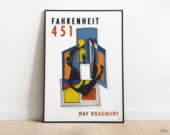 Fahrenheit 451 Cover Art, Ray Bradbury Digital Print, Classic Literature Poster, Book Cover Wall Art, Book Lover Gift, A4, A3