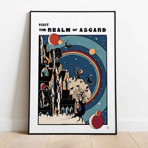The Realm of Asgard, Norse Mythology Inspired Travel Poster, Norse God Art Print, Norse Realms Wall Decor, Graphic Art Print, A4, A3, A2