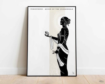 Persephone, Queen of the Underworld: Greek Mythology Print, Gods and Goddess Wall Art, Ancient Myths Decor, Mythology Lover Gift, A4, A3, A2