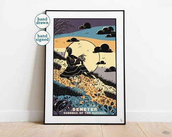 Demeter Goddess Print: Greek Mythology Wall Art (A4, A3, A2)