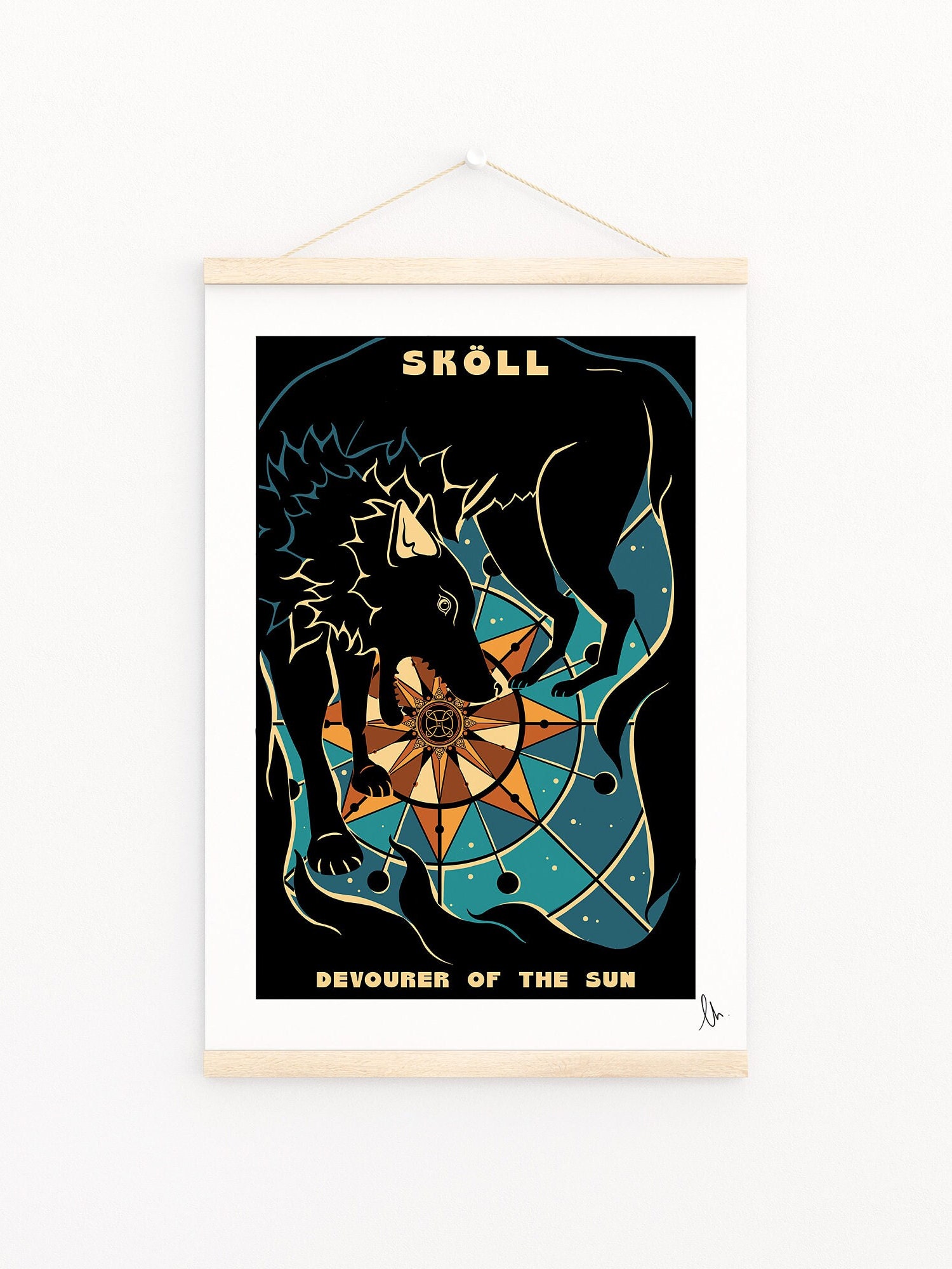 レア/SKOLOCT/CANVAS/ART/3 Sköll Wolf Print: Norse Mythology, Sun Devourer Art (A4, A3, A2