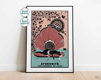 Art Nouveau-afdruk Aphrodite: poster Griekse mythologie (A4, A3, A2)