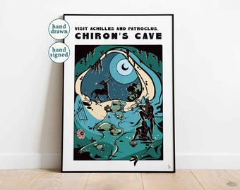 Besuchen Sie Chiron's Höhle: Achilles und Patroclus Print, griechische Mythologie Wandkunst (A4, A3, A2)