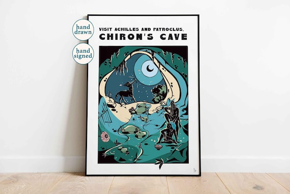 Visit Chiron's Cave: Achilles and Patroclus Print, Greek Mythology