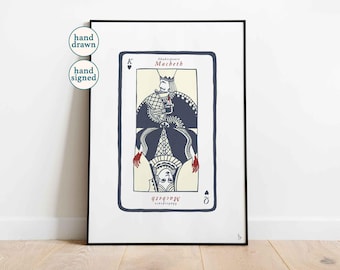 Macbeth spelkortstryck: Shakespeare litteraturposter (A4, A3)