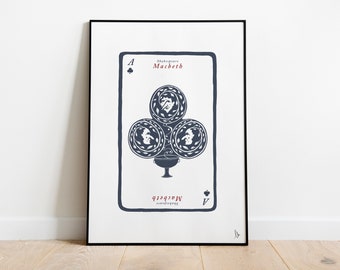Macbeth Playing Card Art Print: Shakespeare Gift (A4, A3)