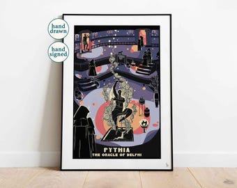 Pythia Oracle of Delphi Print: Greek Mythology Wall Art (A4, A3, A2)