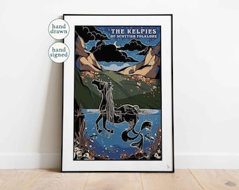 The Kelpies of Scottish Folklore, Mythical Art Print (A4, A3, A2)