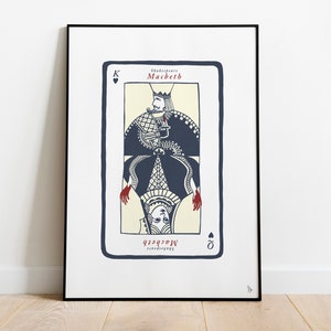 Macbeth, Shakespeare: stampa letteraria, poster di carte da gioco, arte murale di Shakespeare, stampa digitale di Macbeth, regalo per gli amanti dei libri, A4, A3