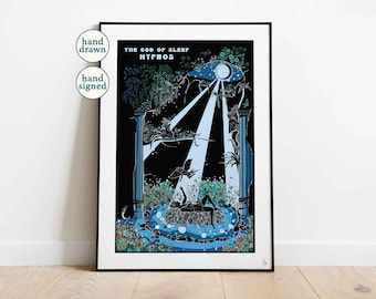 Hypnos the God of Sleep: Greek Mythology Wall Art Print (A4, A3, A2)