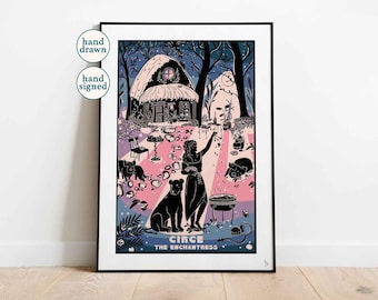 Lámina de Circe la Hechicera: Mitología griega, Diosa Bruja, Arte de pared (A4, A3, A2)