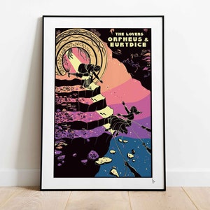 Orpheus und Eurydike, Die Liebenden: Griechische Mythologie Print, Mythen und Legenden Wandkunst, Götter und Göttinnen Dekoration, Mythos Liebhaber Geschenk, A4, A3