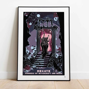 Hekate, Göttin der Hexerei und Magie, griechische Mythologie, Götter und Göttinnen Poster, Mythologie Wandkunst, Mythos Geschenk, A4, A3, A2