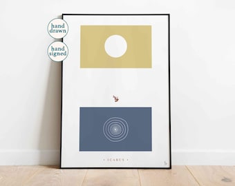 Icarus Greek Mythology Print: Minimalist Wall Art (A4, A3)
