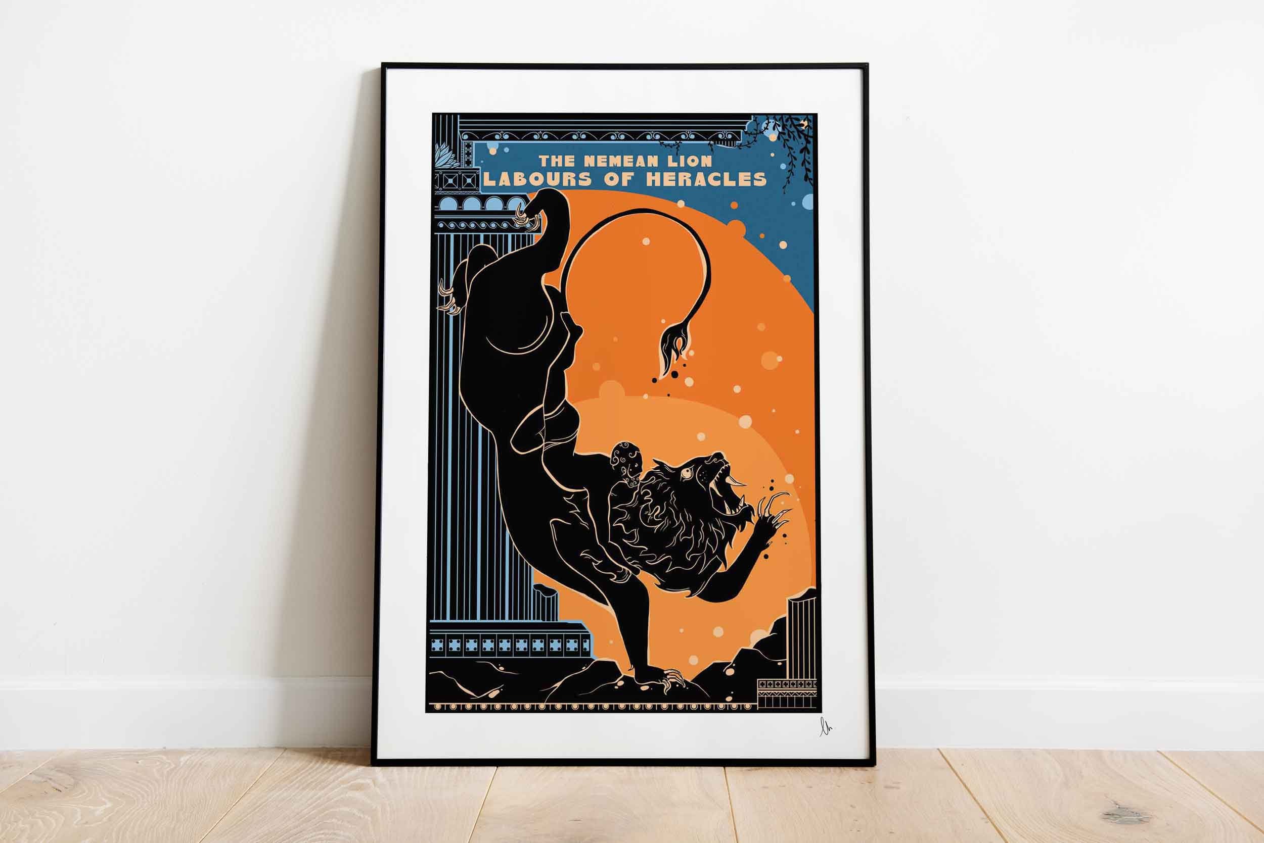 Nemean Lion Print: Heracles, Greek Mythology Wall Art (A4, A3)