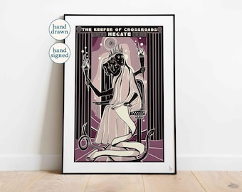 Hecate, the Keeper of Crossroads: Greek Mythology Wall Art (A4, A3 )