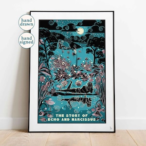Narcissus and Echo Print: Greek Mythology Wall Art (A4, A3)