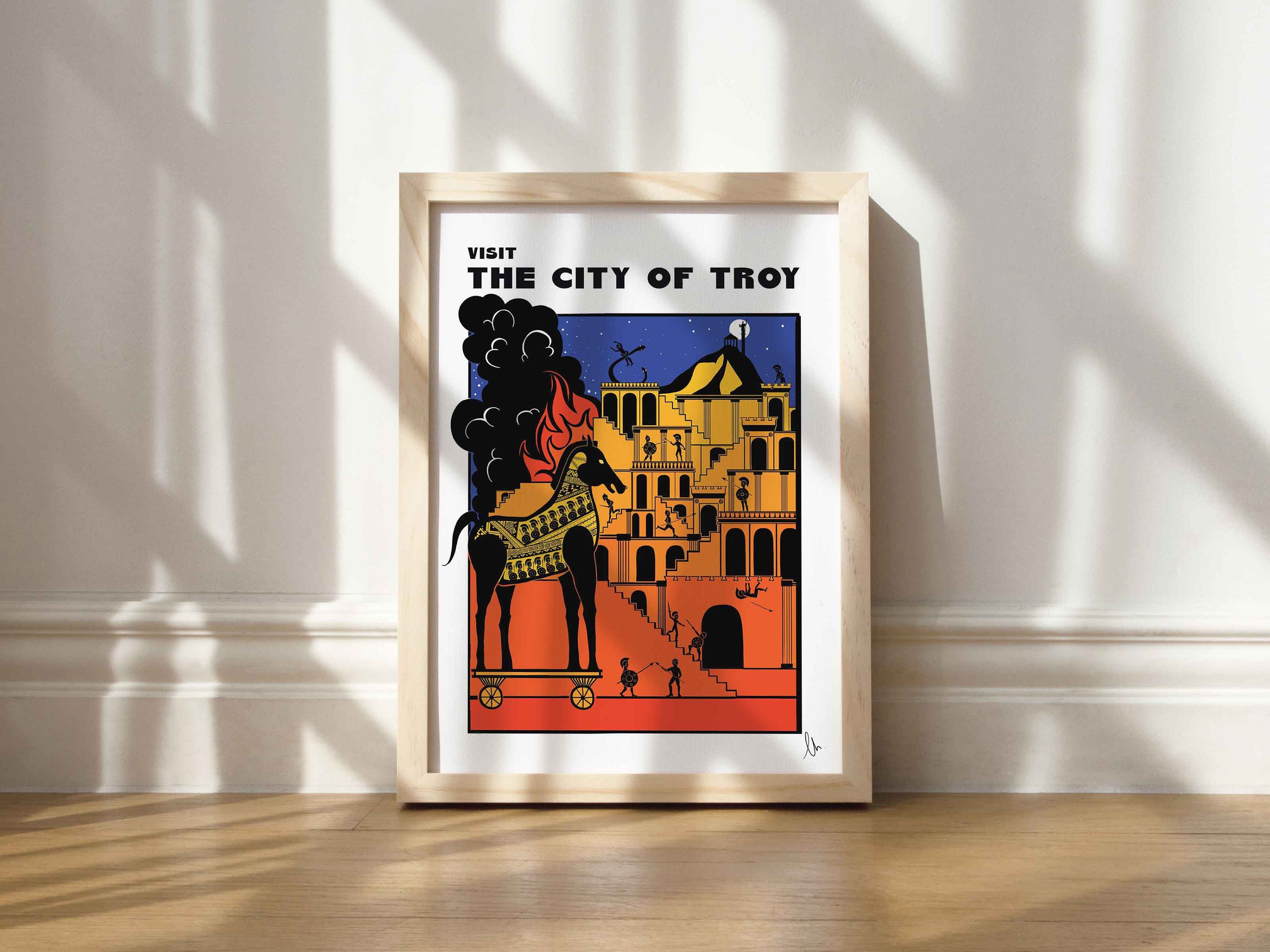 City of Troy Greek Mythology Travel Print Trojan Horse -  Norway