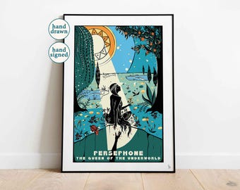 Persephone Print: Queen of the Underworld Greek Mythology Wall Art (A4, A3, A2)