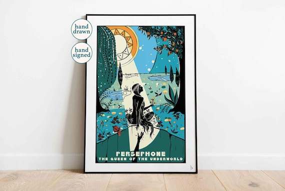 Persephone Print: Queen of the Underworld Greek Mythology Wall Art (A4, A3, A2)