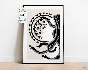 Medusa Art Print: Minimalist Greek Mythology Wall Decor (A4, A3, A2)